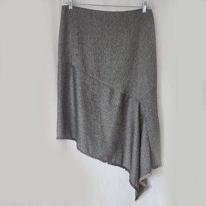 Multiples Black and Gray Asymmetrical Skirt Size 12 NWT Fringe Bottom A-Line